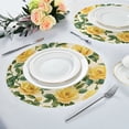 thumbnail image 3 of Round Plate Mat 15.4x15.4 Inchesx1 Placemat Table Mat Kitchen Mat Coffee Mat Fabric Thick, Strong Wear-Resistant, Heat Resistance Lovely Big Yellow Roses, 3 of 7