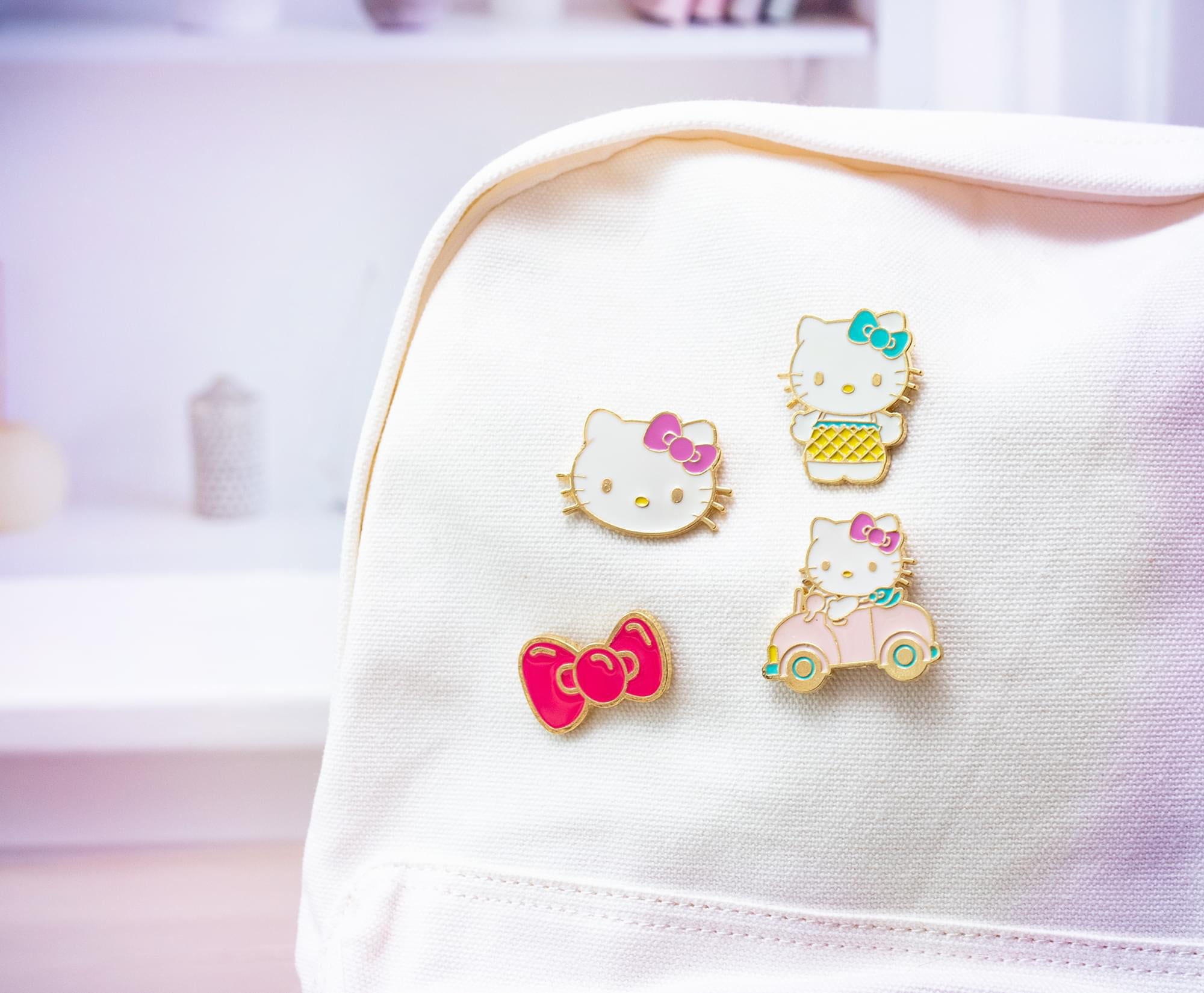 Hello Kitty Enamel Pin Sanrio for Lapel Backpacks Bags Pink Flower