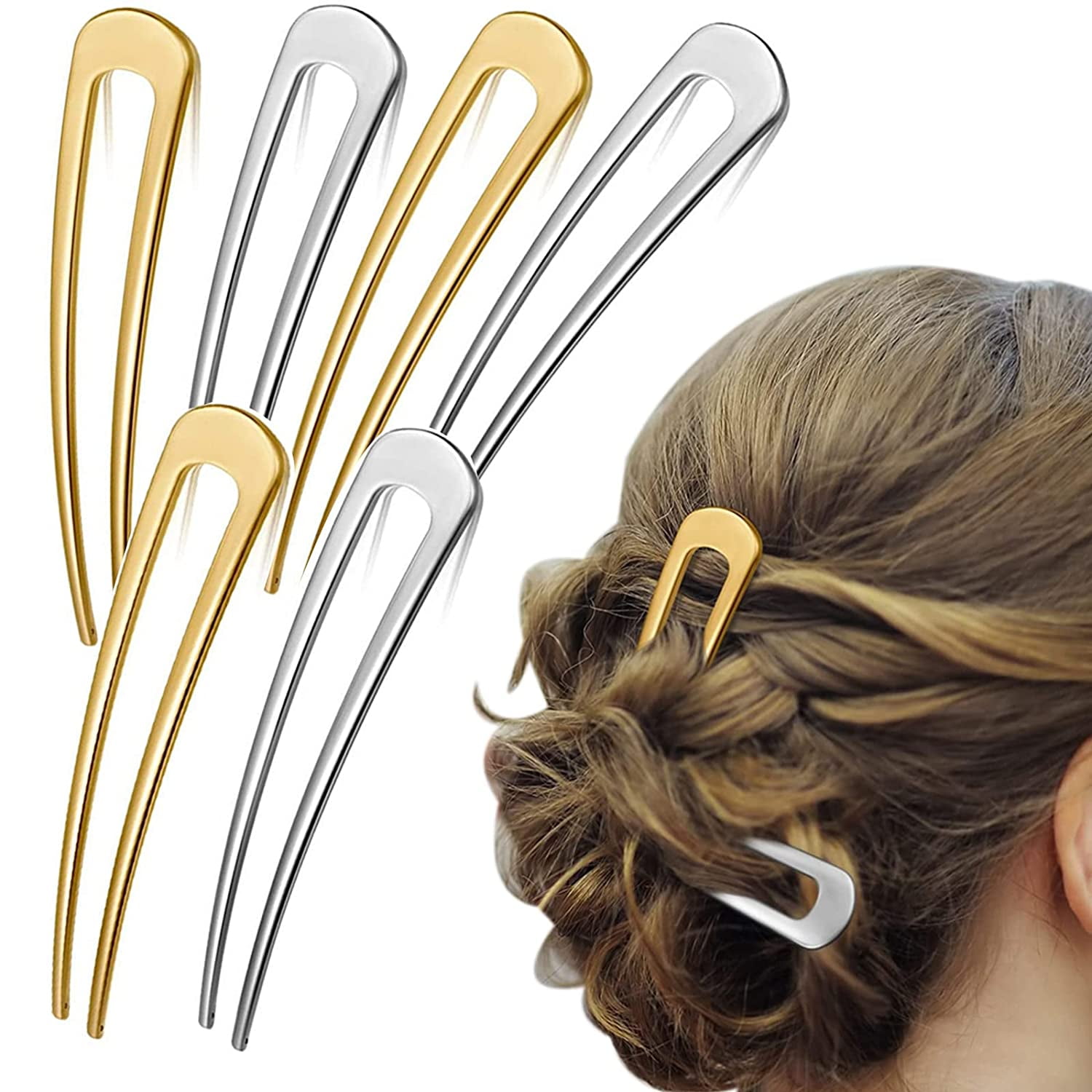 8 Pieces Shaped Hair Pins French Hair Pins Metal French Pins