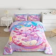 thumbnail image 2 of Castle Fairy Preppy Cartoon Pink Salamander Twin Comforter Sets,Animal Axolotl Bedding Set, 2 of 8