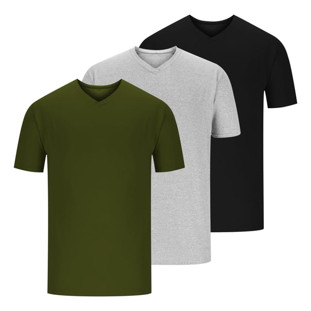 Men's Short Sleeve T Shirts, 3 Pc, V Neck, Solid Color, Casual Shirts, Polyester