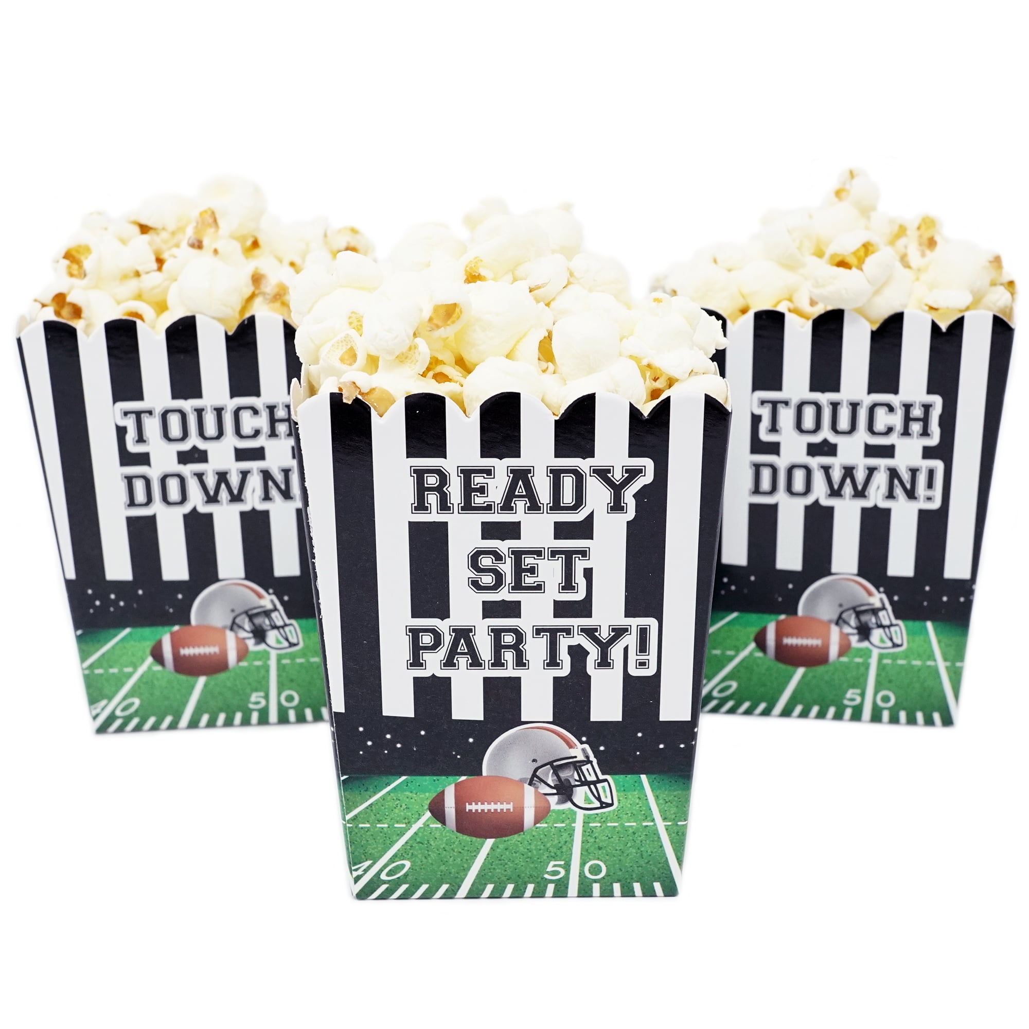 Football Season Party Appetizer Popcorn Boxes Black and White Touch Down 20 pack