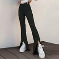 thumbnail image 2 of XFLWAM Womens High Waist Bootcut Wide Leg Flare Pants Flared Leg Trousers Dressy Slit Hem Bell Bottoms Black S, 2 of 8