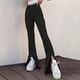 thumbnail image 2 of Pantalones acampanados largos con cintura elástica y cremallera con botones informales sólidos de verano a la moda para mujer Fridja alkflakhf34604, 2 of 8