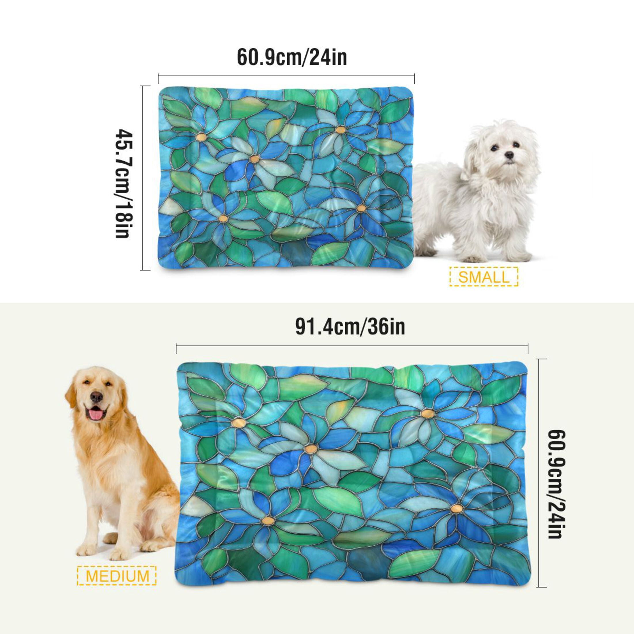 Qxltty Light Blue Green Glass Ped Pad Wear-resistant and Hard to Bite Through Sleeping Pad for Small Medium Large Dogs Winter Pet Bed 36×24in