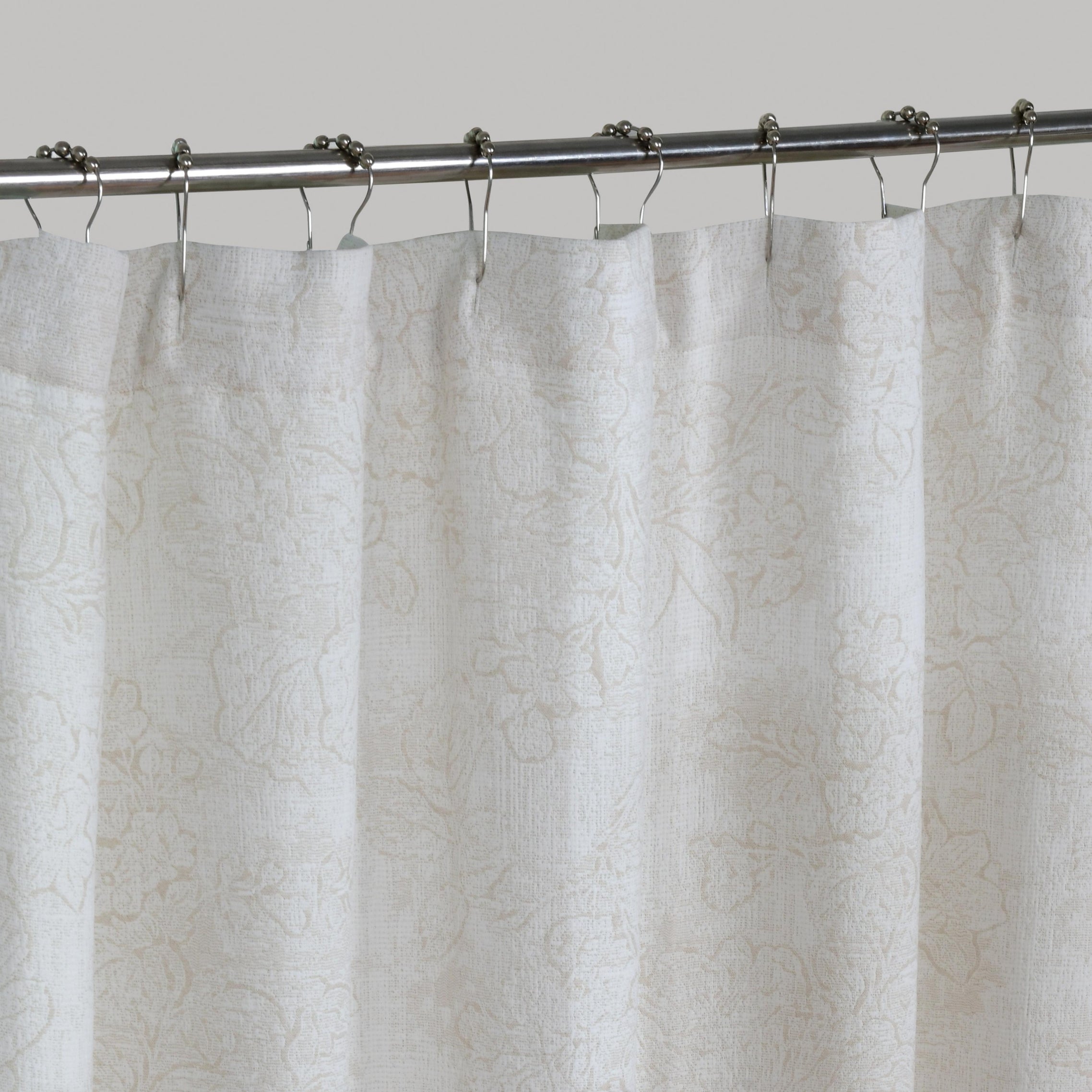 Dainty Home Shelley Heavy Floral Jacquard Shower Curtain, Textured Polyester Fabric, 72 x 72 Inches