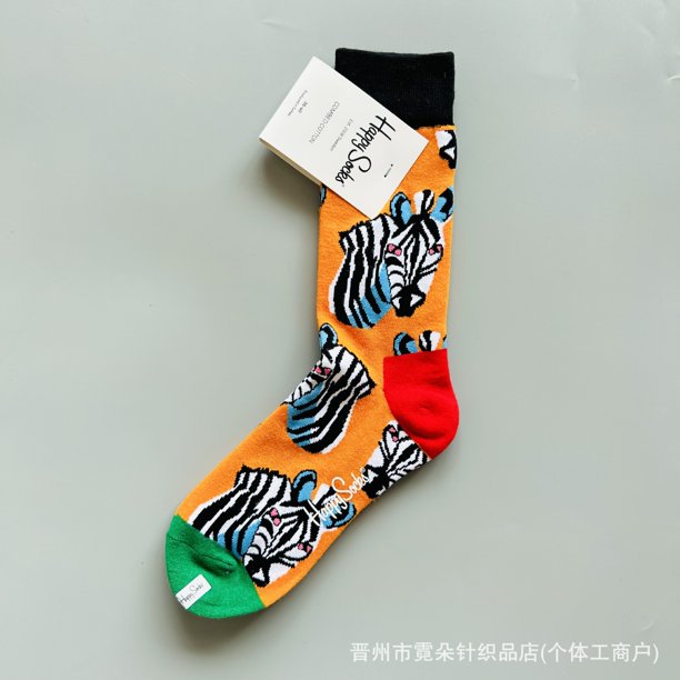 Calcetines felices Suecia INS moda dibujos animados media pantorrilla pareja pierna larga hermosos calcetines de mujer medias divertidas de moda para amantes