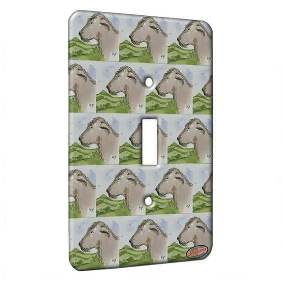 KuzmarK™ Single Gang Toggle Switch Wall Plate - Irish Wolfhound in Summer Landscape Dog Modern Art by Denise Every