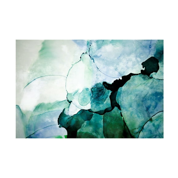 Canvas Wall Art - Tom Quartermaine 'Green Abstract Alcohol Ink' Wall Art for Living Room, Bedroom, or Office Décor by Trademark Fine Art - 19 x 12 Inches