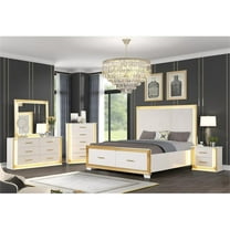 Obsession Contemporary Style King 5PC Bedroom Set Made with Wood in Gold Finish