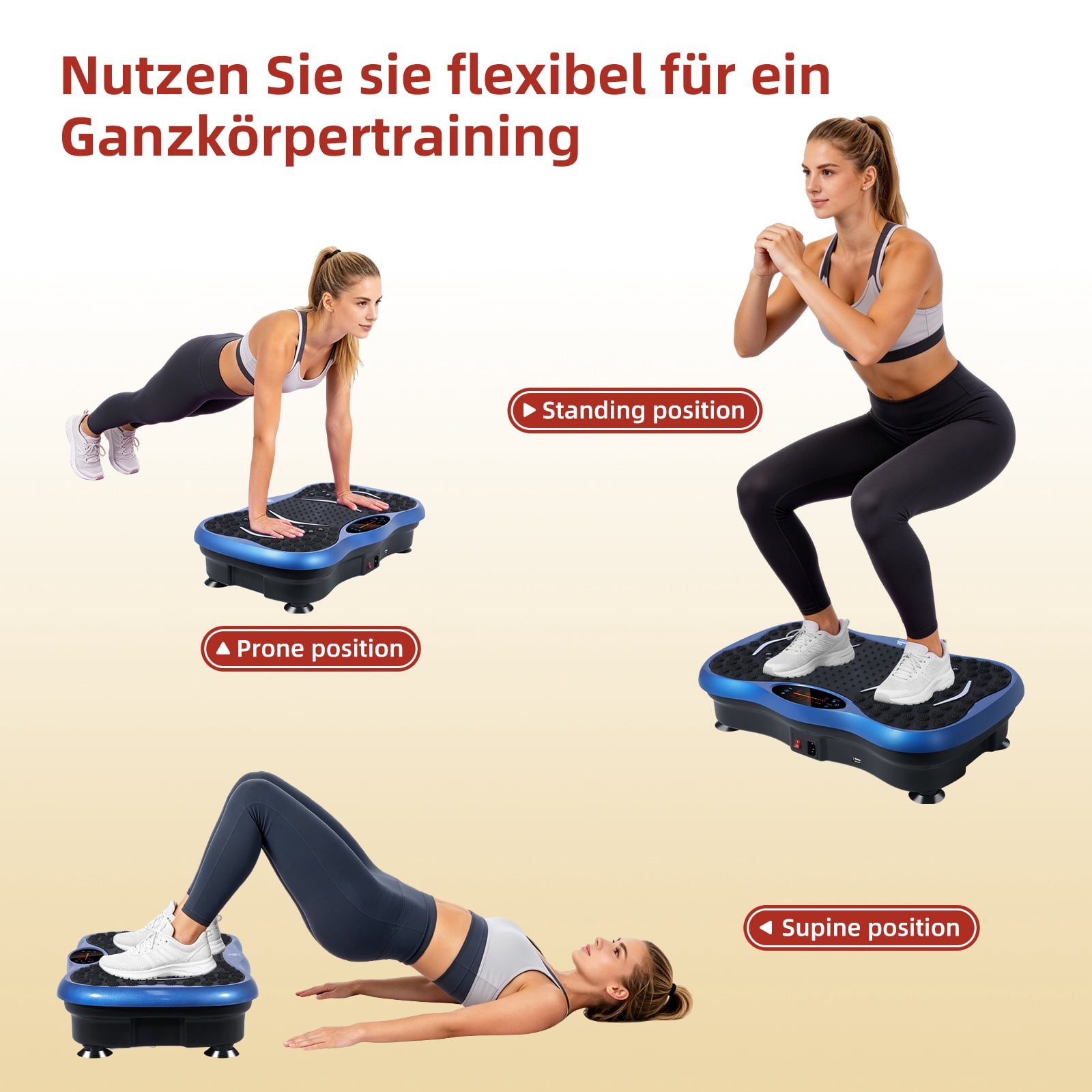 Vowella Vibration Plate Exercise Machine, Vibration Platform for Home Full Body Workout & Toning, 99 Speed Levels, 6 Modes with Bluetooth & LCD Monitor, 330 lbs Capacity, Blue