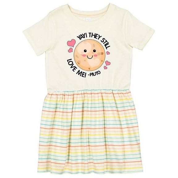 Inktastic Yay They Still Love Me Planet Pluto with Hearts Girls Toddler Dress