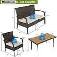 Gymax 4PCS Rattan Patio Conversation Set Outdoor Furniture Set