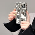 thumbnail image 7 of for iPhone 14 Pro Max Cute Curly Wave Frame Case Meteorite Pattern Silver Plating, Creative Woman Case for iPhone 14 Pro Max Bubble Design, Girls Protective Case for iPhone 14 Pro Max, 7 of 7