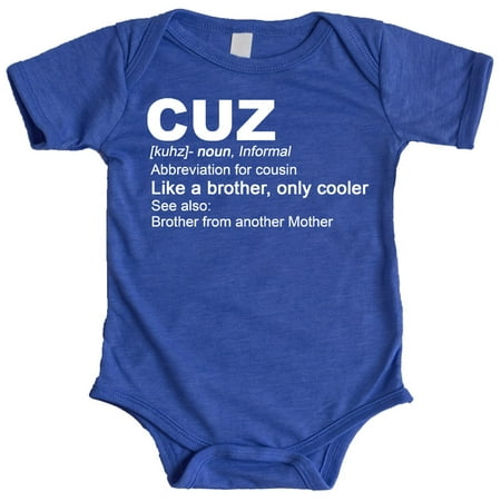 

Cousin Matching T-Shirts and Bodysuits Cuz: Like a Brother Only Cooler Boys Family Fun Outfits Vintage Royal Bodysuit 12 Months