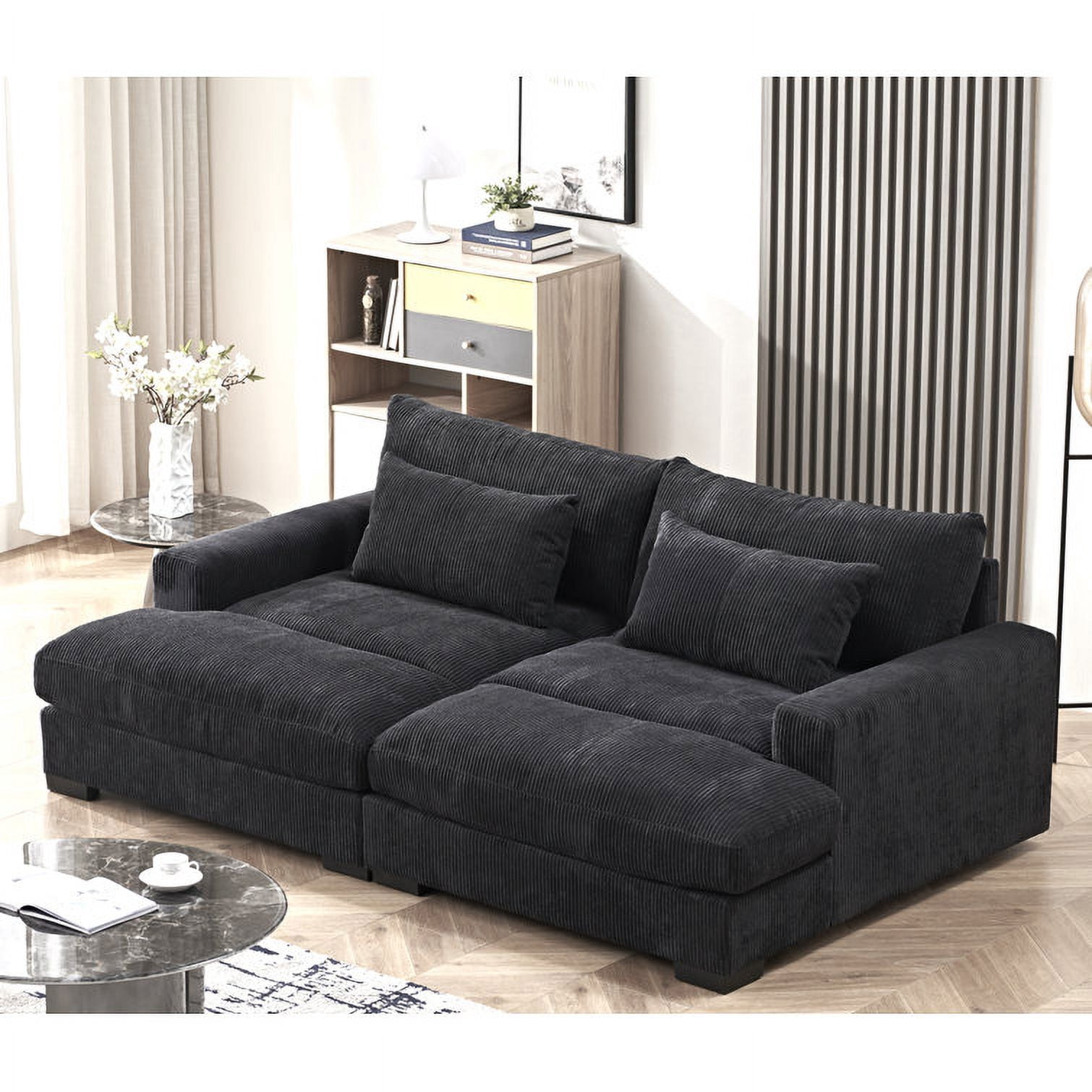US Pride Furniture 54'' Depth deep seated sofa in Black