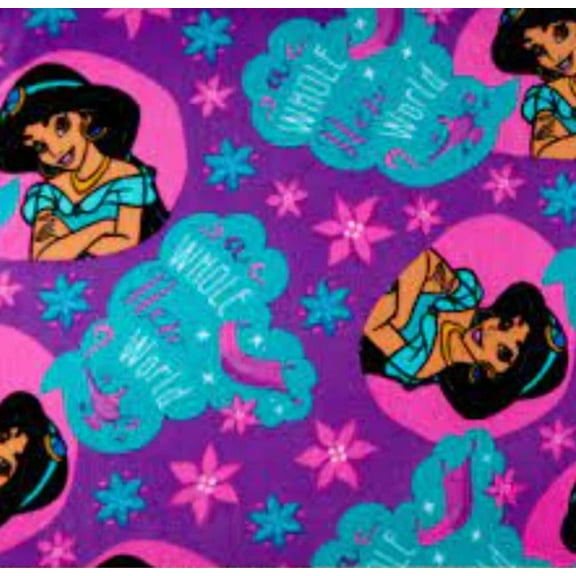 Handmade Single Layer Fleece 58"x 72" Throw Blanket "Aladdin Princess Jasmine A Whole New World ”