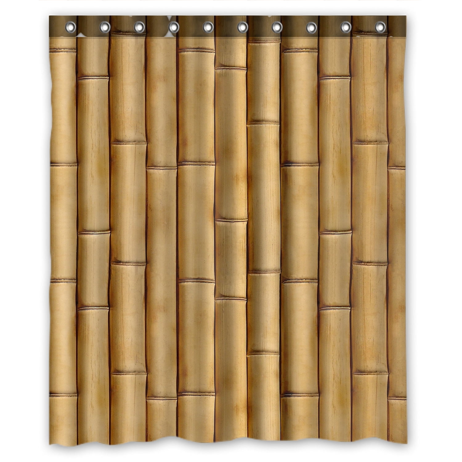 ZKGK Nature Bamboo Wall Waterproof Shower Curtain Bathroom Decor Sets ...