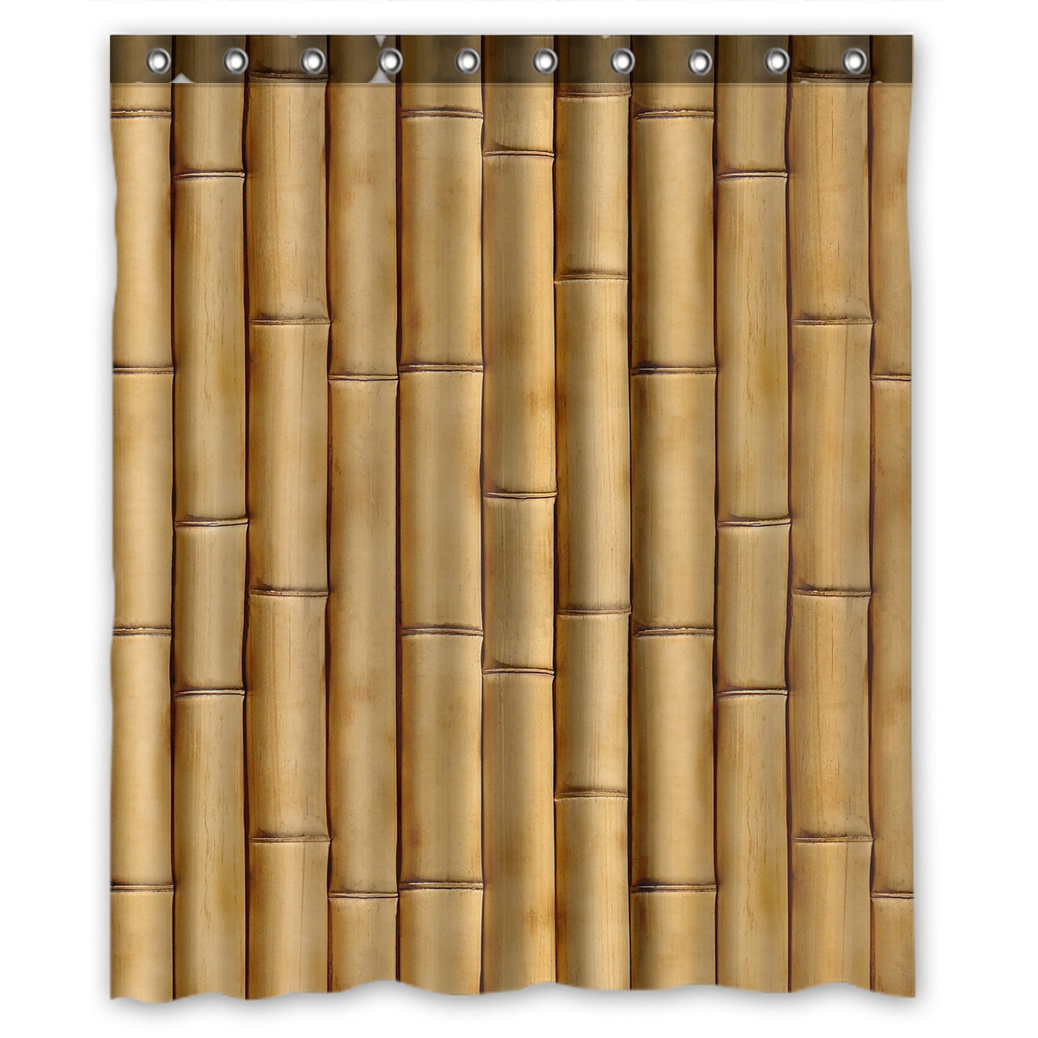 ZKGK Nature Bamboo Wall Waterproof Shower Curtain Bathroom Decor Sets