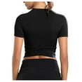thumbnail image 4 of Shirts for Women Tummy Cross Short Sleeve Sport Yoga Basic Tops Black XL, 4 of 9