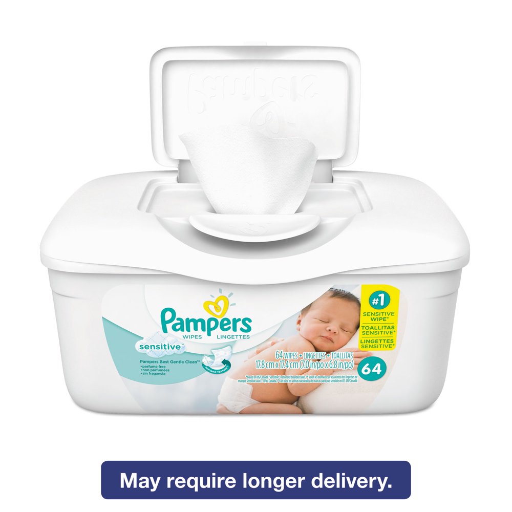 Sensitive Baby Wipes, White, Cotton, Unscented, 64/tub, 8