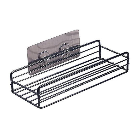 1pc Self Adhesive Metal Shelf, Bathroom and Kitchen Storage Kitchen and Bathroom Accessory for Place Items, Black