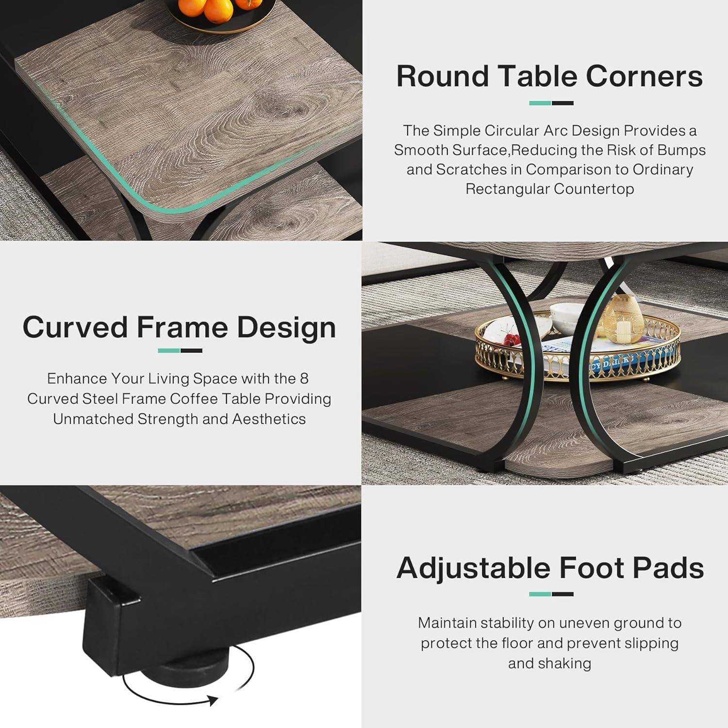 Tribesigns Coffee Table with Open Storage Shelf for Living Room, 39 Inch Large Wood Center Table