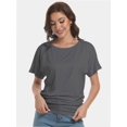 thumbnail image 6 of Womens Short Sleeve Boat Neck Side Shirring Dolman Drape Top, 6 of 6