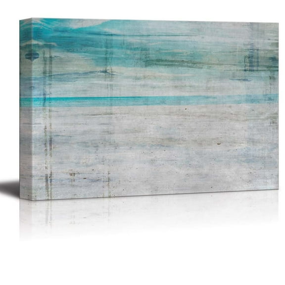 wall26 - Vibrant Aqua and Silver Stripes with Grain Texture Over It - Canvas Art Home Art - 32x48 inches