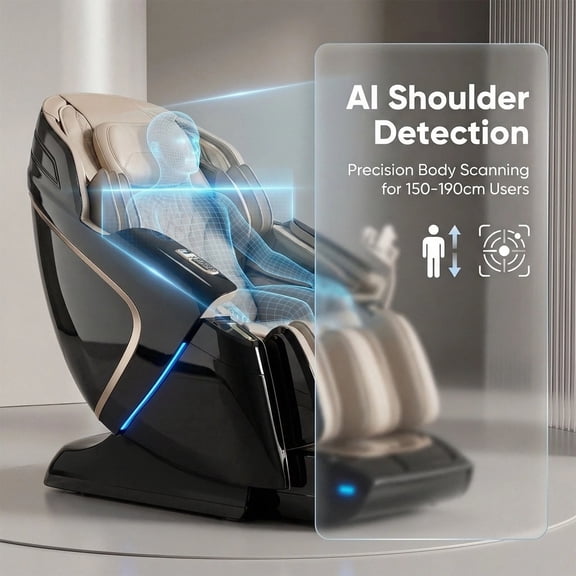 4D intelligent extra-long SL guide rail massage chair, full-body airbag wrapping, shoulder height detection for precise pain points, constant temperature hot compress.