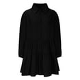 thumbnail image 5 of vdgthytj Women's Lapel Button Front Dress Long Sleeves Solid Color Mini Dress Tiered Ruffled Hem Short Dresses, 5 of 6