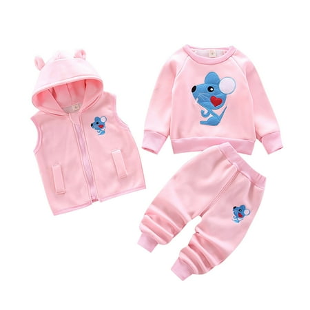 

WUDATI Teen Boy Girl Outfit Halloween Chistmas Toddler Girls Boys Winter Boys And Girls 3 Piece Flannel Set Letter Pattern Pullover Sweatshirt Hooded Zipper Vest Thick Pants Winter Outfits