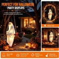 thumbnail image 4 of Lighted Hanging Ghost Witch Halloween Decoration Floating White Ghost With Black Witch Hat Rustic Broom Warm Glow, Halloween Outdoor Yard Porch Decorations,Haunted House Decorations, 4 of 10