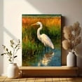 thumbnail image 6 of Great Egret Canvas Art, Rainfall Bird Painting, Elegant Serene Wildlife Home Wall Decor, 6 of 8