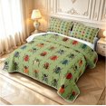 thumbnail image 3 of Erosebridal Vintage Beetles Bed Spread Queen,Lovely Nature Wildlife Theme Queen Coverlet Set,Green Red,3-Piece,1 Quilt and 2 Pillowcases, 3 of 7