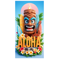 thumbnail image 3 of Wooden Tiki Statue Hawaiian Banner Ukulele Tropical Leaves Colorful Flowers Aloha for Summer Party Beach Decor Tropical Events, 3 of 8