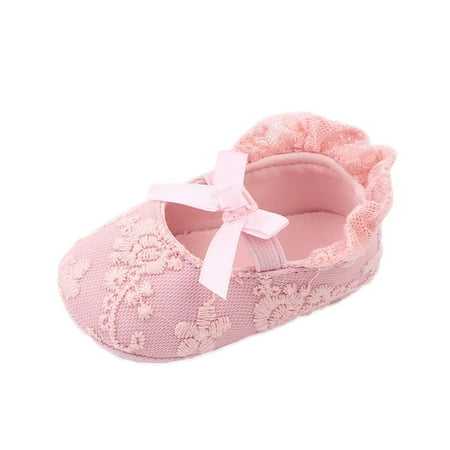 

Binmer Toddler Shoes Baby Girls Cute Fashion Bow Lace Embroidered Non-Slip Soft Bottom Shoes