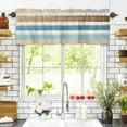 thumbnail image 3 of Abstract Gradient Stripe Valances for Windows Blue Brown Watercolor Rod Pocket Curtain Valance Window Treatment Short Curtains for Kitchen Living Room, 60"x18", 3 of 5