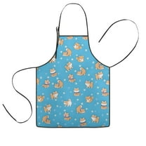 Cute Shiba Inu Kids Aprons for Girls and Boys,Adjustable Neck Strap Toddler Aprons for Kids Cooking Baking