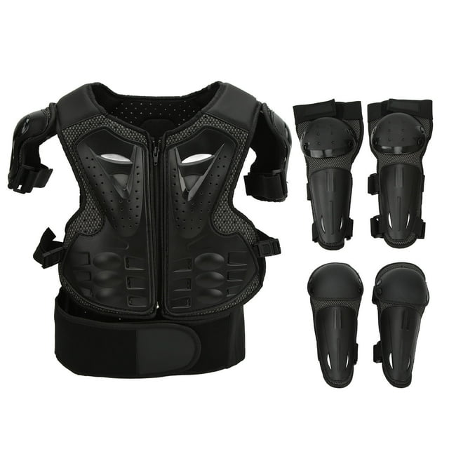 5 piezas de equipo de protección para motocicletas para niños, equipo de conducción de motocross ajustable para pecho, columna vertebral, espalda, hombro, brazo, codo y rodilla