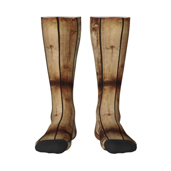 Womens Wood Grain Print Knee High Socks Comfy Thermal Boot Long Socks