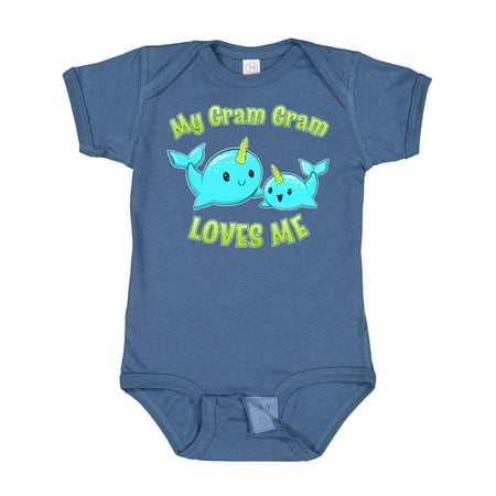 

Inktastic My Gram Gram Loves Me- Cute Narwhal Gift Baby Boy or Baby Girl Bodysuit
