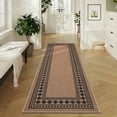 thumbnail image 5 of Garvee 2'x6' Modern Bordered Rug Solid Runner Rug, Geometric Washable Rugs Stain Resistant Low Pile Rug Non Slip Indoor Outdoor Carpet for Hallway Bedroom Home Office, Coffee, 5 of 8
