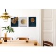 thumbnail image 5 of Gold and Blue Abstract Minimalist Geometry Boho Wall Art 3 Pieces Modern Stretched and Framed Gold Leaf Canvas Prints for Living Room Wall Decor Home Offcie Bedroom Bathroom Decor 12"x16"x3, 5 of 6