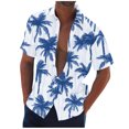 thumbnail image 2 of Blusa y camisa de manga corta con cuello vuelto Camisa casual para hombre Camisa de bolos vintage de manga corta Camisas de verano de playa cubana Camisa con botones Blusa para hombre Poliéster, 2 of 5