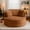 Orange, variant on CKEASEAN 53.5" Corduroy Oversized Round Chaise Longue Chair Indoor, Upholstered Cloud Couch with Throw Pillow, Deep Seat Single Lounge Floor Sofa Chair for Living Room/Office, No Assembly Required