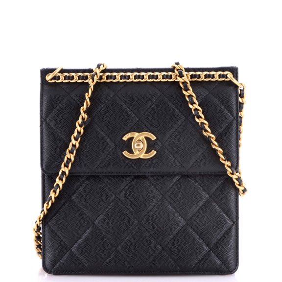 Pre-Owned Top Chain CC Square Backpack Quilted Caviar By Rebag