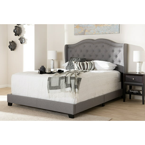 Baxton Studio Aden Modern And, Grey Fabric King Size Bed Frame