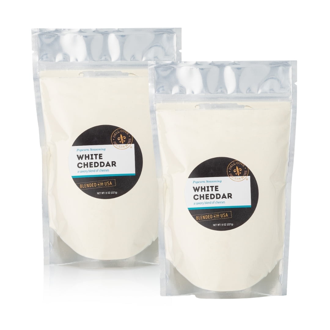 Low Sodium White Cheddar Popcorn Seasoning - Real Cheese, Low Calorie Gourmet Popcorn Flavor - Dell Cove Spices, Bulk Bag - 1 Pound
