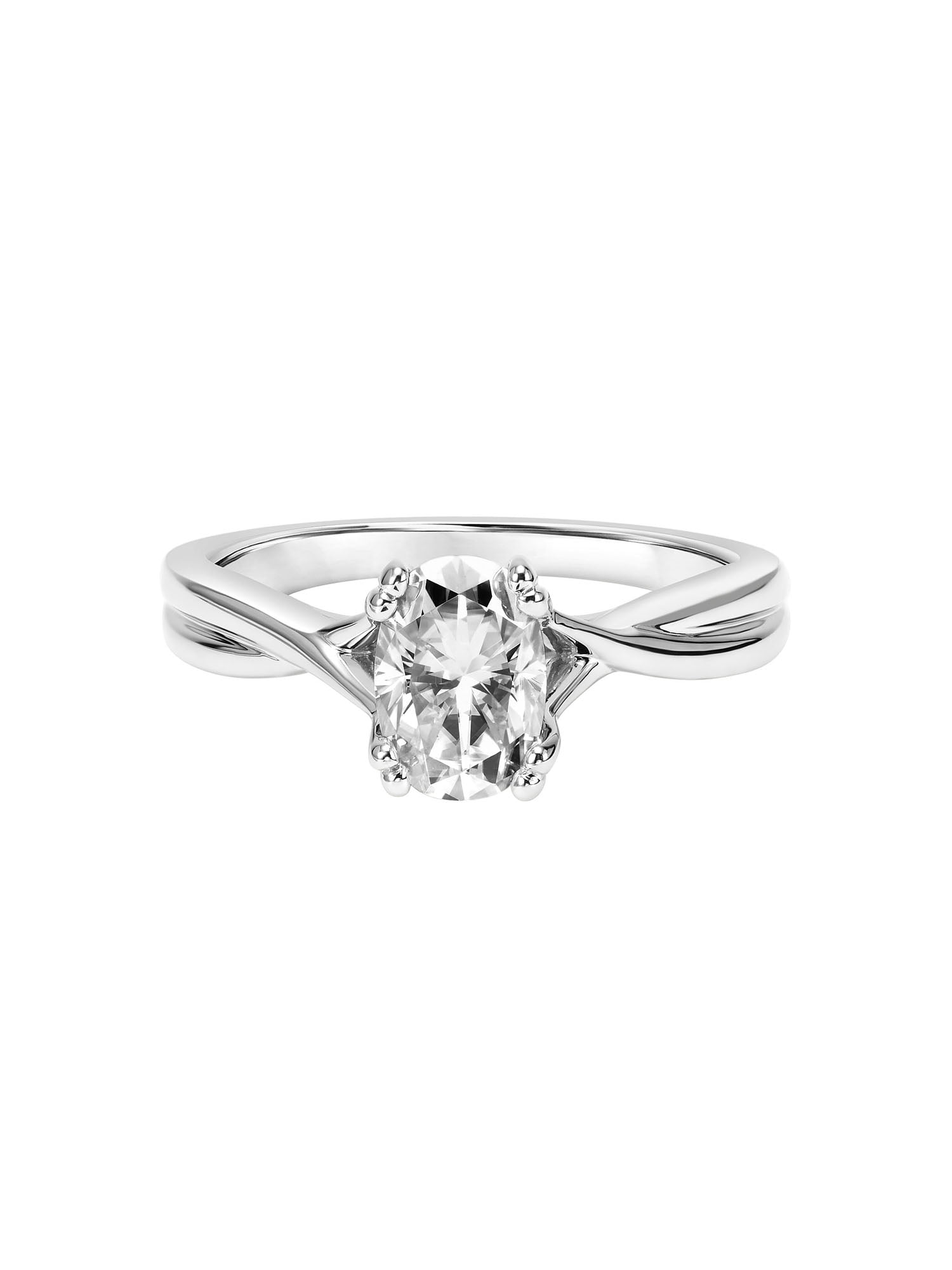 1 Carat DEW Oval Moissanite Sterling Silver Solitaire Engagement Ring